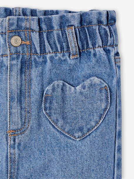 Jean fille paperbag poches coeur bleu moyen+denim brut+denim gris - vertbaudet enfant 