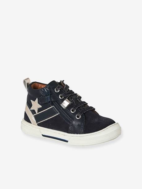 High-Top Trainers with Laces & Zips navy blue - vertbaudet enfant 