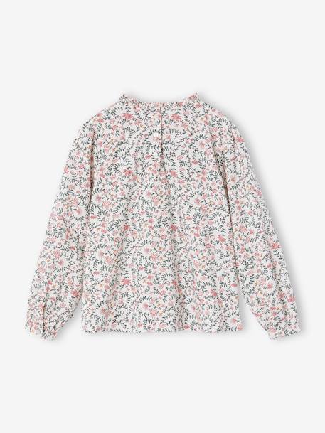 Blouse fille à volants imprimée fleurs écru - vertbaudet enfant 