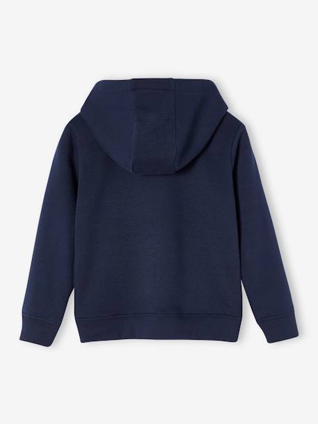Sweat garçon zippé à capuche animation rayures Beige chiné+bleu nuit - vertbaudet enfant 