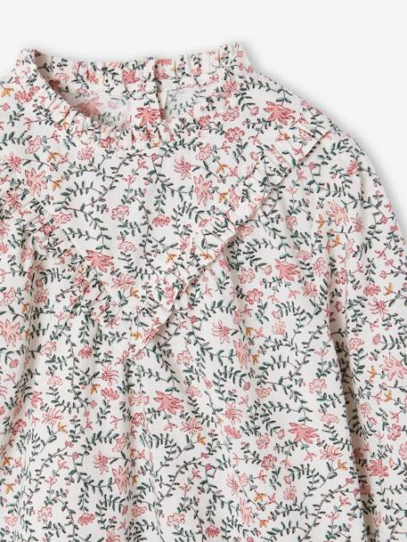 Blouse fille à volants imprimée fleurs écru - vertbaudet enfant 