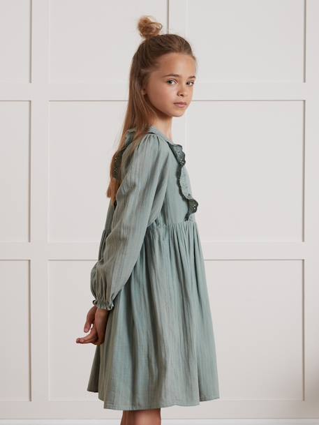 CYRILLUS cotton gauze dress for girls green - vertbaudet enfant 
