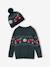 Christmas Gift Box Jacquard Knit Jumper & Matching Beanie  with Pompom for Boys fir green - vertbaudet enfant 
