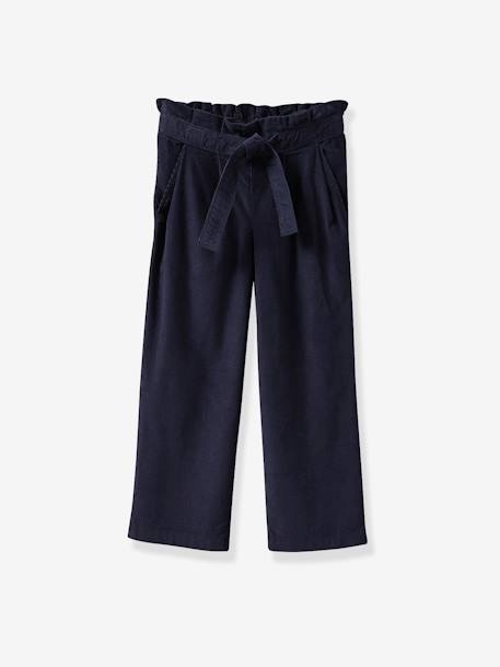 CYRILLUS wide-leg velvet pants for girls navy blue - vertbaudet enfant 