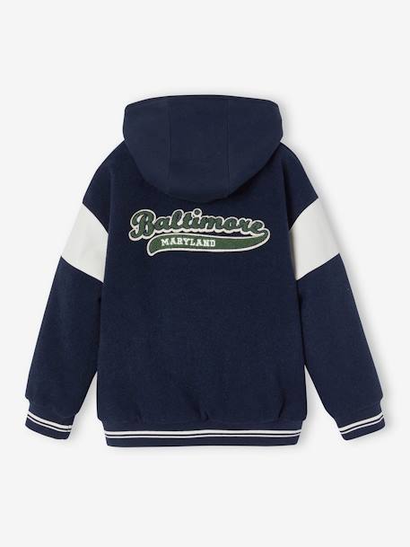 Blouson teddy à capuche amovible garçon marine - vertbaudet enfant 