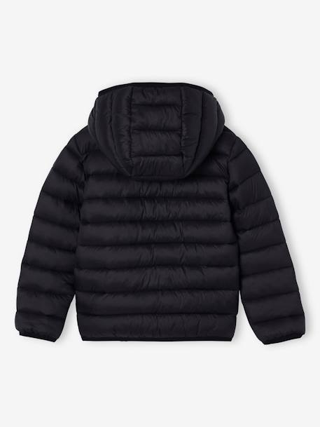 Doudoune garçon légère à capuche bleu moyen+marine+noir+noisette+noix de pécan+olive+rouge+vert émeraude - vertbaudet enfant 