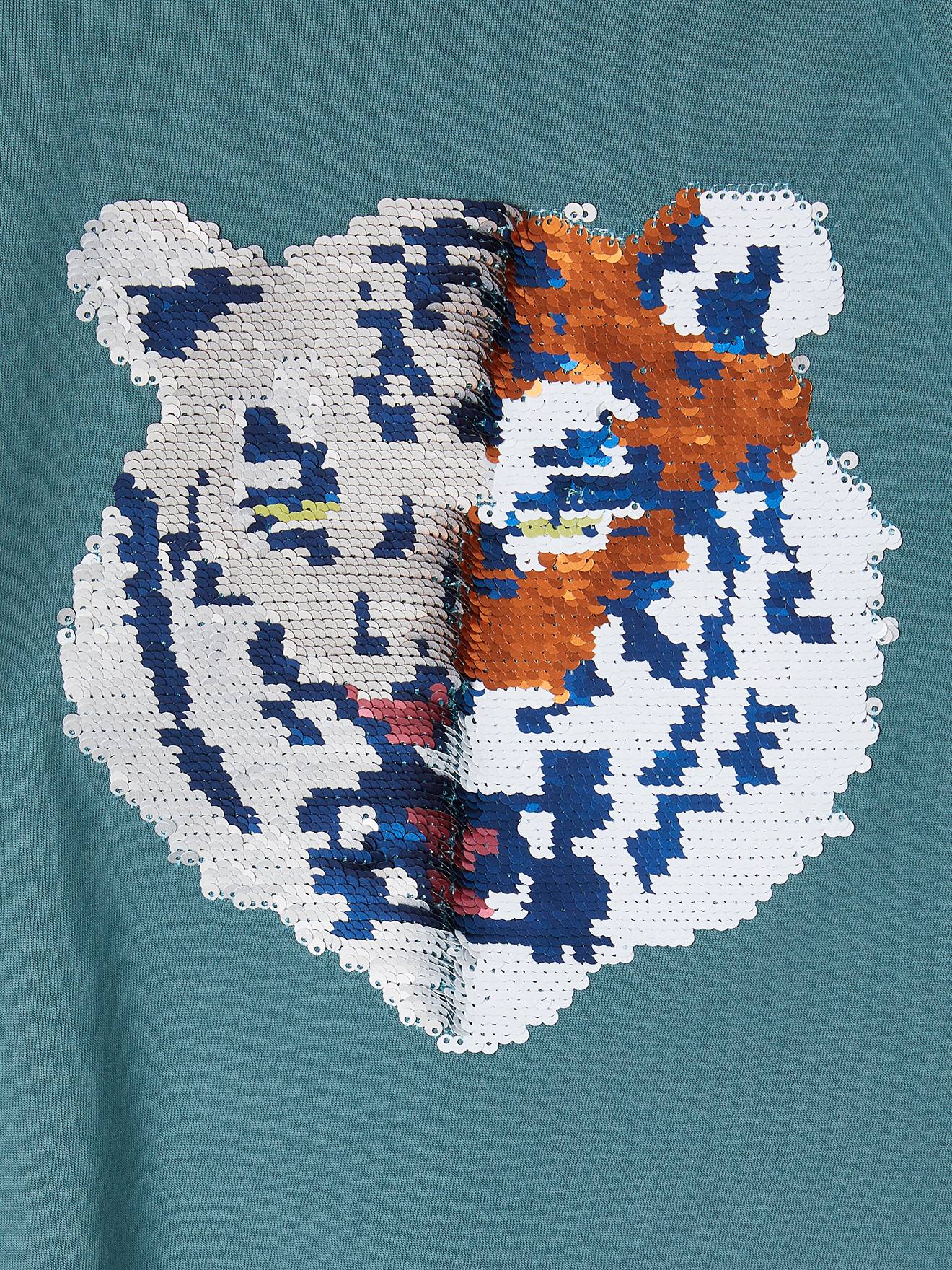 Sweat Planètes à Sequins Réversibles Pour Garçon - 80% Coton, 20% Polyester Recyclé - Col Rond, Manches Longues - Motif Spatial Ludique