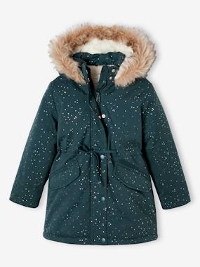Fille-Parka à paillettes glitter fille doublée fausse fourrure