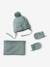 Beanie + Snood + Mittens Set for Baby Boys, Basics aqua green - vertbaudet enfant 