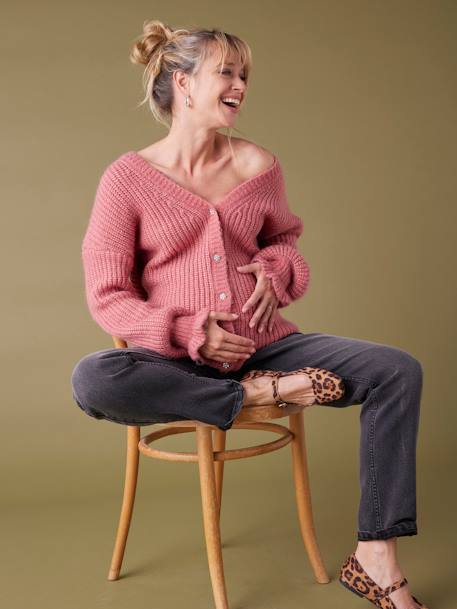 Nursing Special Top/Cardigan in Rib Knit, by ENVIE DE FRAISE dusky pink+green - vertbaudet enfant 