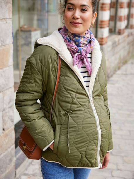 Adaptive & Reversible Padded Jacket, for Maternity & Babywearing by ENVIE DE FRAISE khaki - vertbaudet enfant 