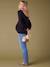 Fine Knit Jumper with Golden Button Details, by ENVIE DE FRAISE black+fir green - vertbaudet enfant 