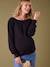 Fine Knit Jumper with Golden Button Details, by ENVIE DE FRAISE black+fir green - vertbaudet enfant 