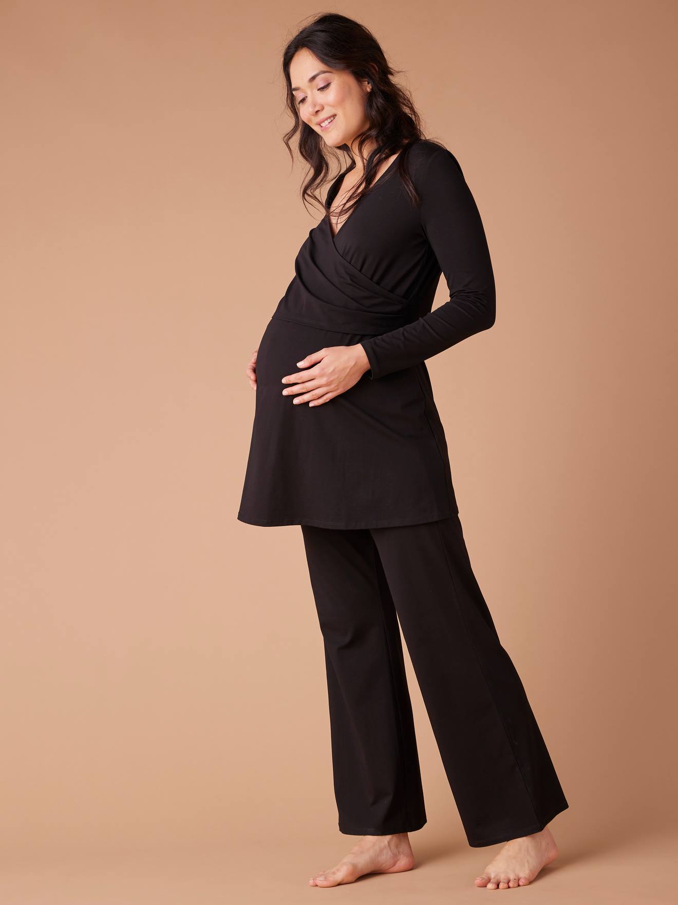 Pyjama Pantalon Maternité - Taille Haute Extensible, Jambes Larges, Confort Doux Et Chaud - 8