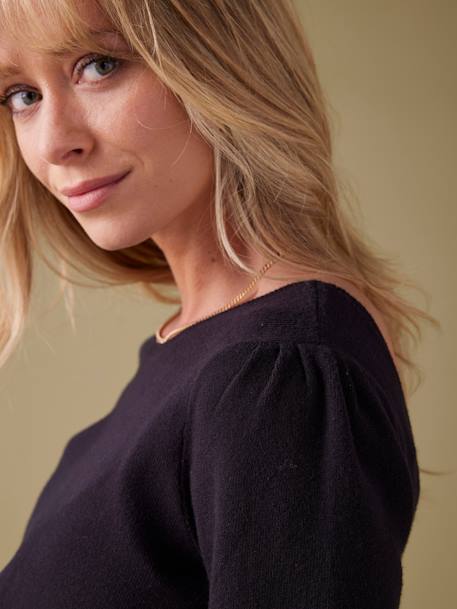 Fine Knit Jumper with Golden Button Details, by ENVIE DE FRAISE black+fir green - vertbaudet enfant 
