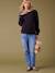 Fine Knit Jumper with Golden Button Details, by ENVIE DE FRAISE black+fir green - vertbaudet enfant 