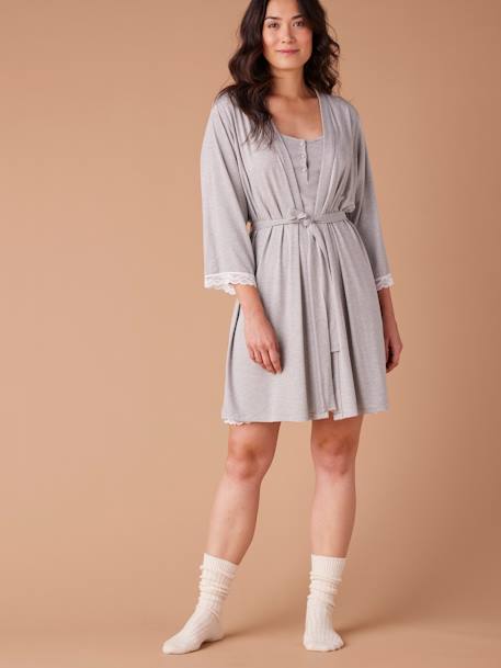 Kit maternité maman et bébé rayé gris - vertbaudet enfant 