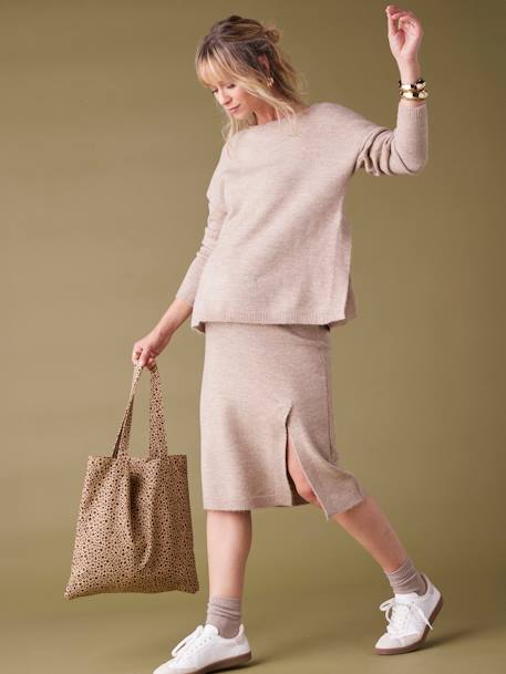 Ensemble pull et jupe tricot taupe - vertbaudet enfant 
