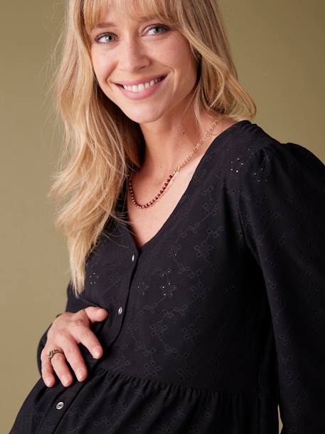 Tee-shirt blouse grossesse noir+olive - vertbaudet enfant 