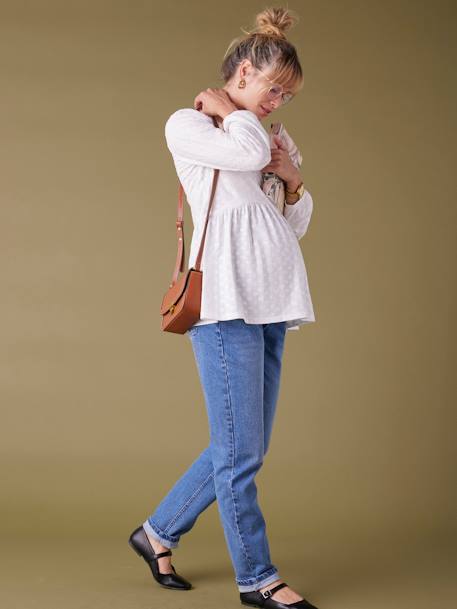 Tee-shirt blouse brodé grossesse et allaitement écru - vertbaudet enfant 