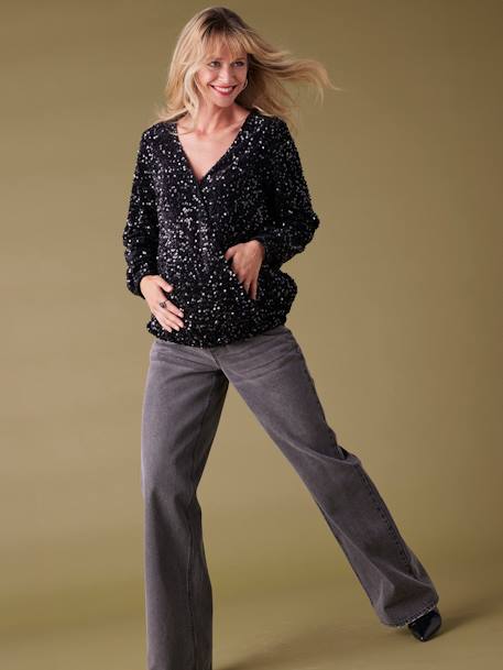 Blouse de noël à sequins grossesse noir - vertbaudet enfant 