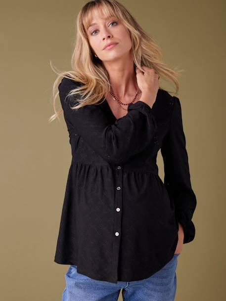 Tee-shirt blouse grossesse noir+olive - vertbaudet enfant 