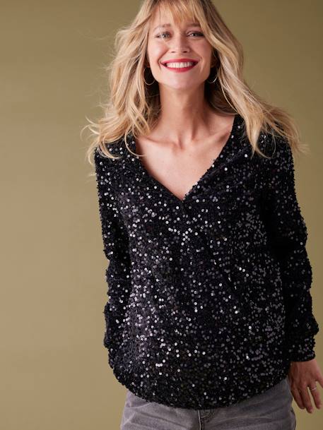 Blouse de noël à sequins grossesse noir - vertbaudet enfant 