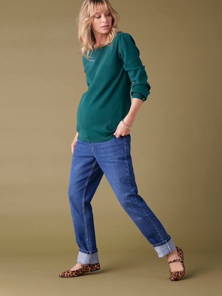 Fine Knit Jumper with Golden Button Details, by ENVIE DE FRAISE black+fir green - vertbaudet enfant 