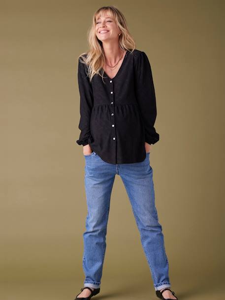 Tee-shirt blouse grossesse noir+olive - vertbaudet enfant 