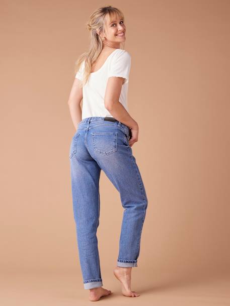 Jean de grossesse mom slim fit bandeau détachable bleu foncé+stone - vertbaudet enfant 