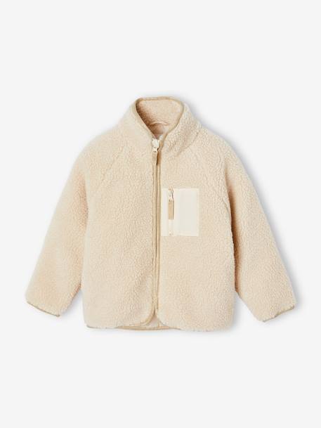 Sherpa Jacket for Girls anthracite+vanilla - vertbaudet enfant 