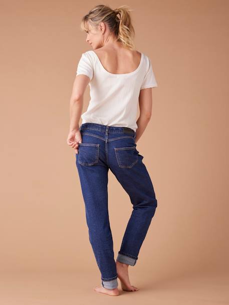 Jean de grossesse mom slim fit bandeau détachable bleu foncé+stone - vertbaudet enfant 
