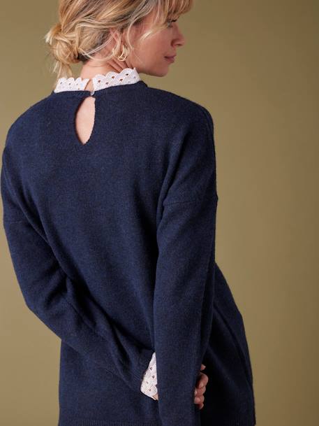 Pull long détails dentelle amovibles grossesse marine - vertbaudet enfant 