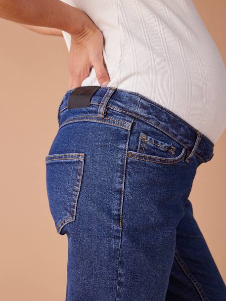 Jean de grossesse mom slim fit bandeau détachable bleu foncé+stone - vertbaudet enfant 