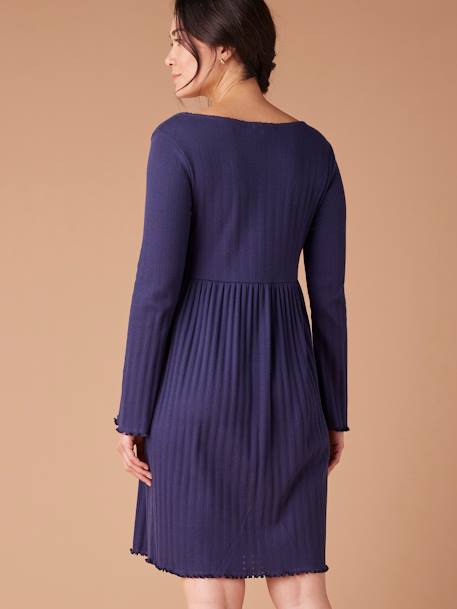 Nightie in Pointelle Knit for Maternity, by ENVIE DE FRAISE navy blue - vertbaudet enfant 