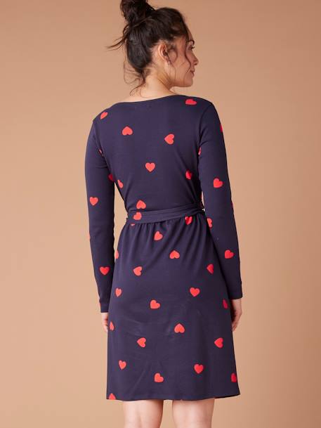 Kit Maternité 'Mon coeur' chemise de nuit grossesse + body bébé + pochon écru+marine - vertbaudet enfant 