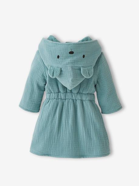 Peignoir bébé animal en gaze de coton bio* personnalisable bleu canard+ocre+rose - vertbaudet enfant 