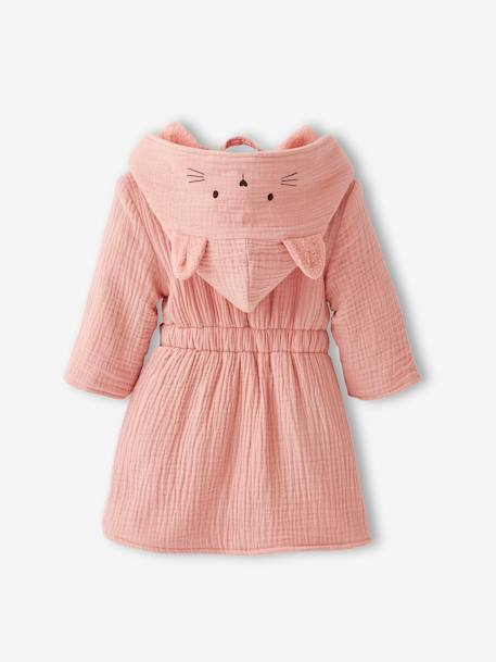 Peignoir bébé animal en gaze de coton bio* personnalisable bleu canard+ocre+rose - vertbaudet enfant 