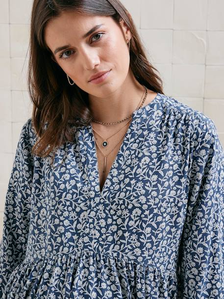 Robe courte de grossesse bleu imprimé+noir - vertbaudet enfant 