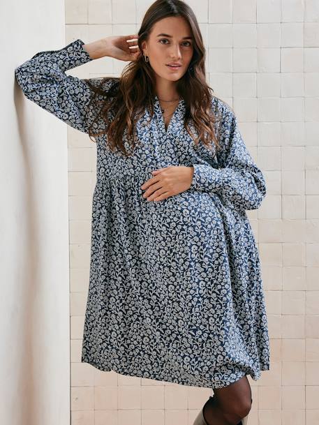 Robe courte de grossesse bleu imprimé+noir - vertbaudet enfant 