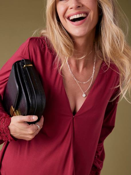 Tee-shirt grossesse effet blouse croisé devant bordeaux - vertbaudet enfant 