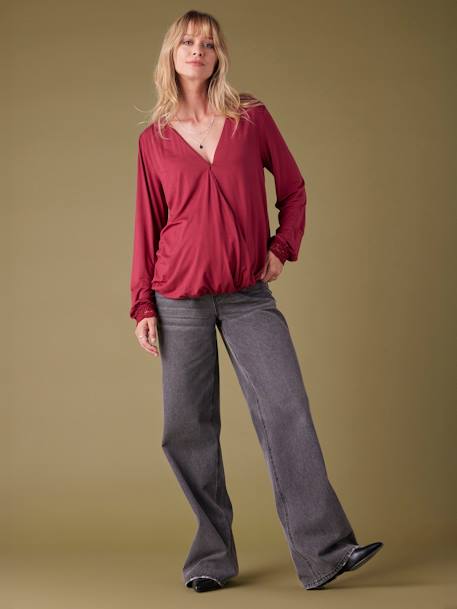 Blouse-Effect Top with Crossover on the Front for Maternity, ENVIE DE FRAISE bordeaux red - vertbaudet enfant 
