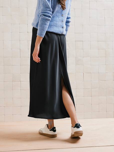 Long Sateen Skirt for Maternity black - vertbaudet enfant 