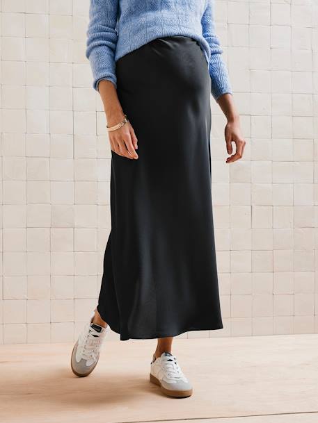 Long Sateen Skirt for Maternity black - vertbaudet enfant 