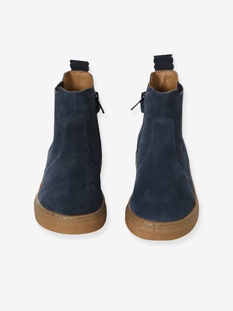 Boots enfant fille cuir zippées camel+marine+or - vertbaudet enfant 