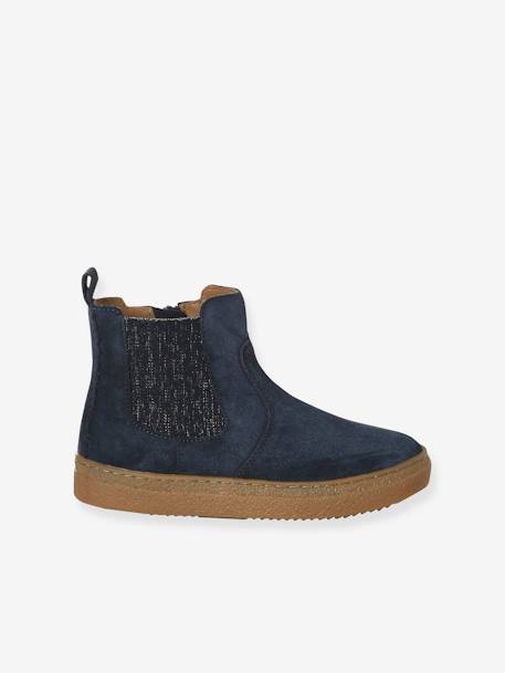 Boots enfant fille cuir zippées camel+marine+or - vertbaudet enfant 