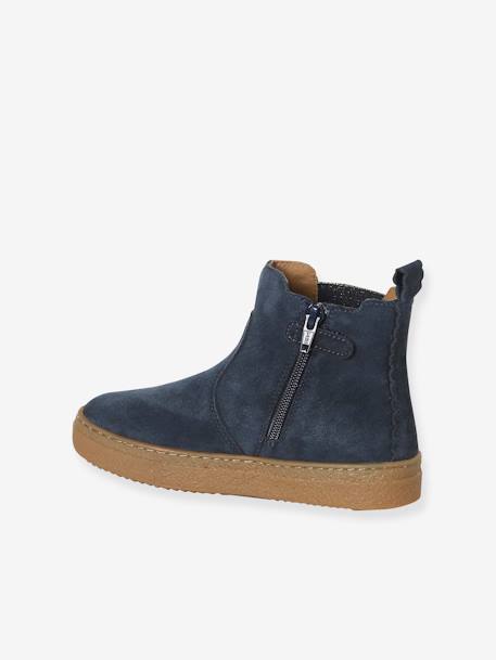 Boots enfant fille cuir zippées camel+marine+or - vertbaudet enfant 
