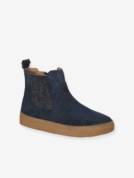 Boots enfant fille cuir zippées camel+marine+or - vertbaudet enfant 