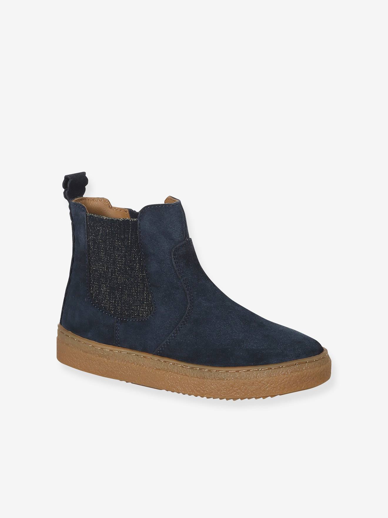 Bottes Fille En Cuir Pailleté Vertbaudet - Boots Enfant à Fermeture Zip, Semelle Antidérapante, Motifs Coeurs Et étoiles