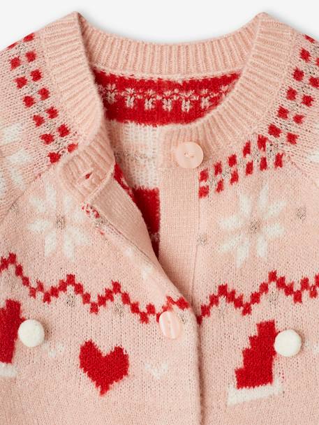 Gilet jacquard Noël fille détails brillants rose poudré - vertbaudet enfant 